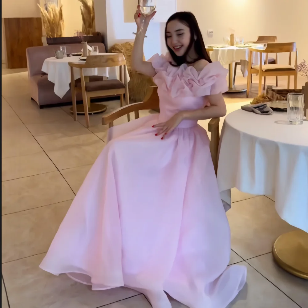 Customized Saudi Arabia Evening Dearin Off-the-shoulder A-line Floor Length Skirts Fold Bespoke Occasion Dresses Formal Gown