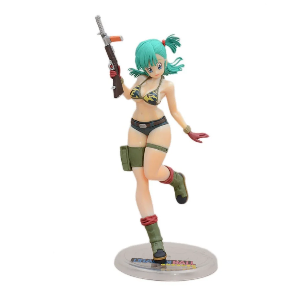 

Anime Dragon Ball Bulma Military Uniform PVC Action Figure Collectible Model Doll Toy 18CM