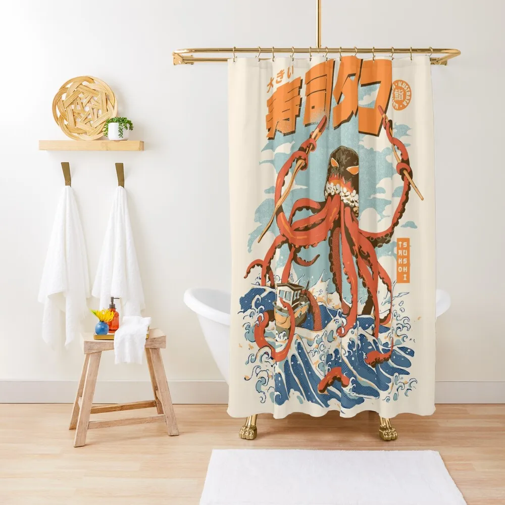 The Tako Sushi Shower Curtain Shower Bath For The Bathroom Funny Shower Curtain