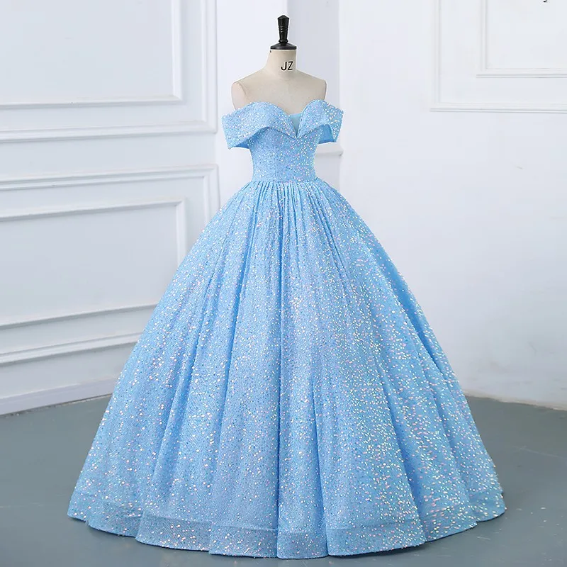 Luxury Sequined Quinceanera Dresses Off The Shoulder Ball Gowns For Party Prom Plus Size Vestidos De 15 Quinceañera Customized