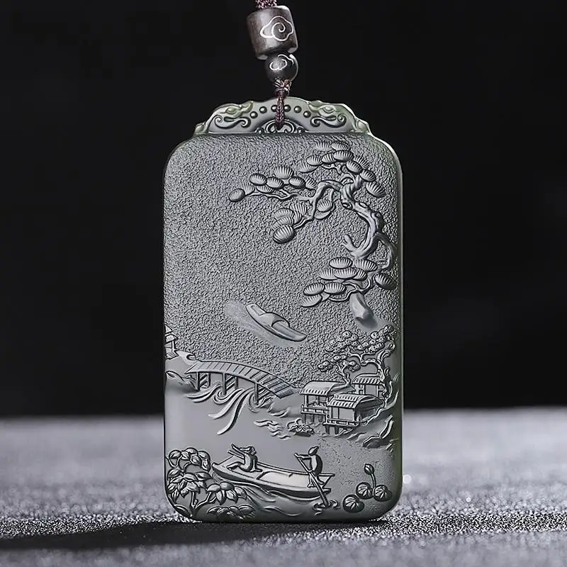 Shanhe Men's Fine Material Landscape Brand Jade Pendant