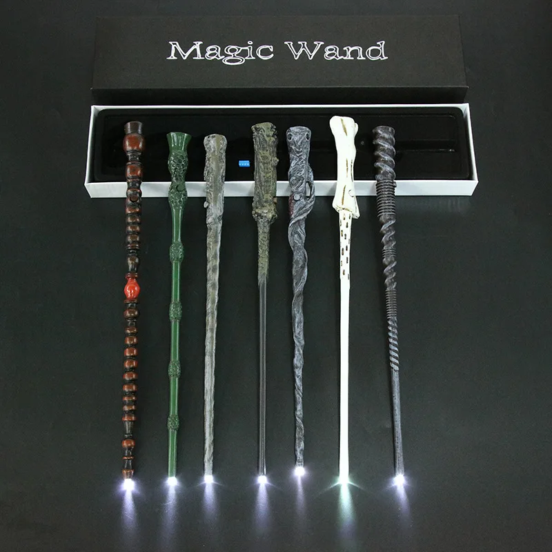 Harry Potter Magic Wand Figure With Lighting Cosplay Wizard Props Model Toy Decor Collection Kid X-Mas Birthday Gift Adult