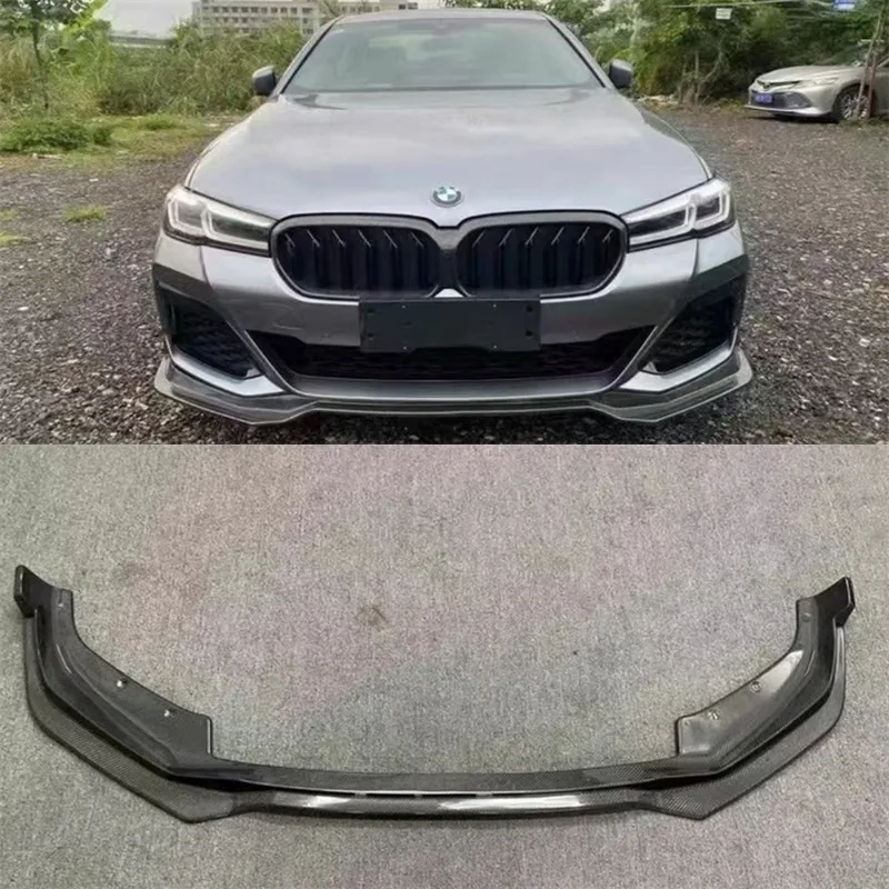 

Для BMW 5 серии 525i 530i 540 G30 G38 21+ Передний бампер из настоящего углеродного волокна, нижняя губа под спойлер, сплиттер, комплект кузова