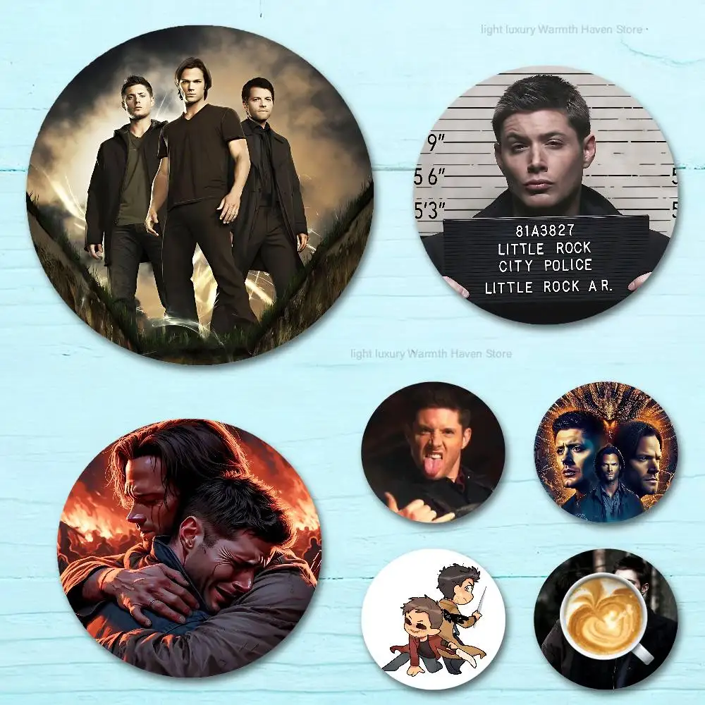 

S-Supernaturals D-Dean S-Sam Round Wooden Coasters For Cute Design Suitable for Drinks Tea,Coffee Home Perfect Gift