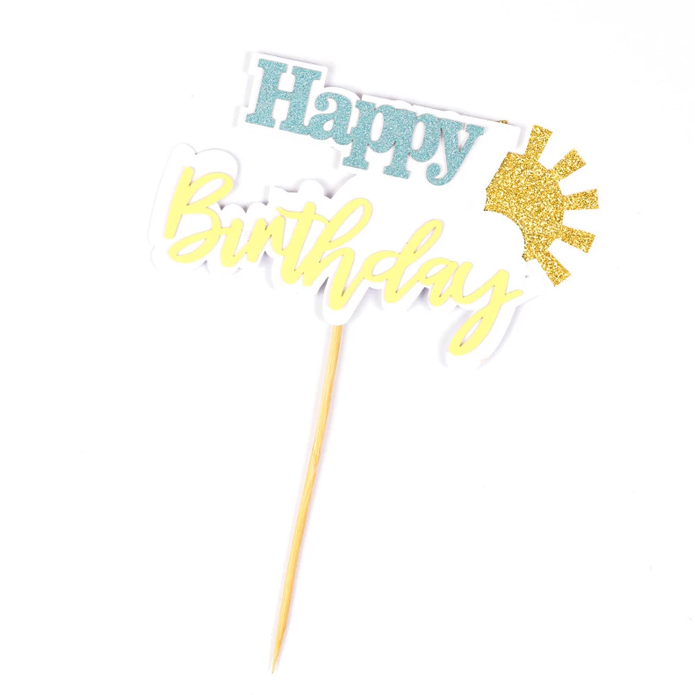 

5 Pcs Sun Cloud Cake Topper Set Unique Design Decorative Paper Picks Reusable Party Supplies Birthday Celebrations