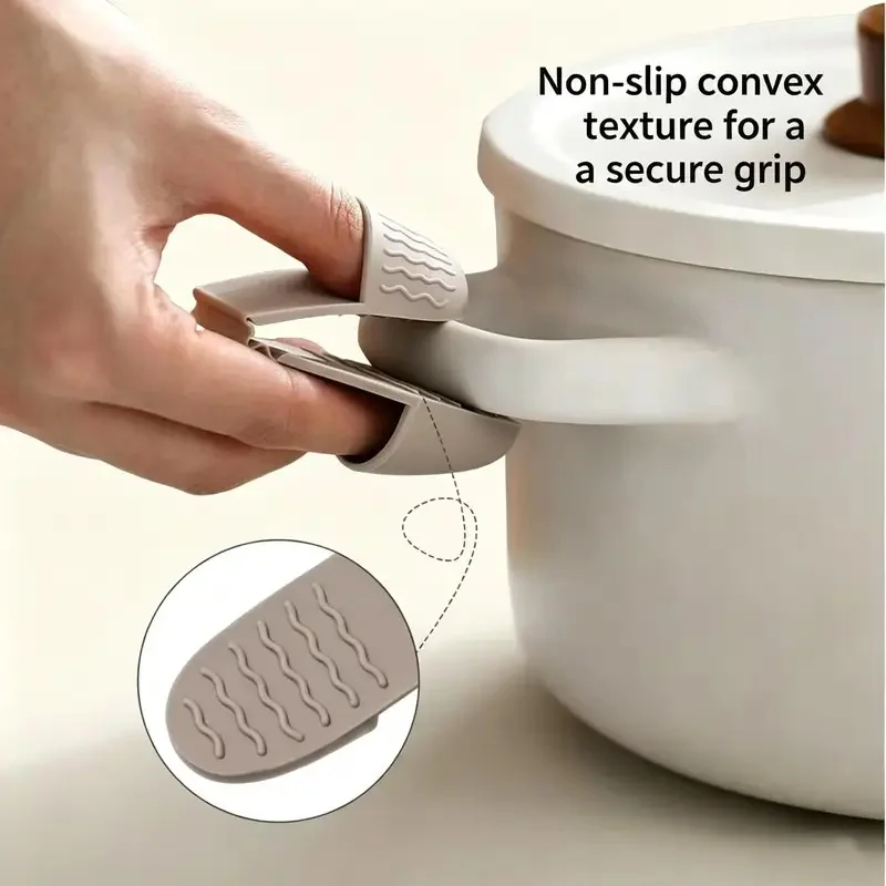 2Pcs Silicone Heat Resistant Finger Clips Mini Oven Microwave Anti‑Scald Finger Gloves Non‑Slip Kitchen Hand Clips