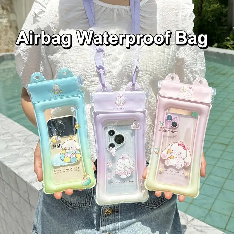 Universal Cartoon Waterproof Phone Case Pouch, Air Cushion Floating Design, Underwater Photography Waterproof Bag for Swimming D