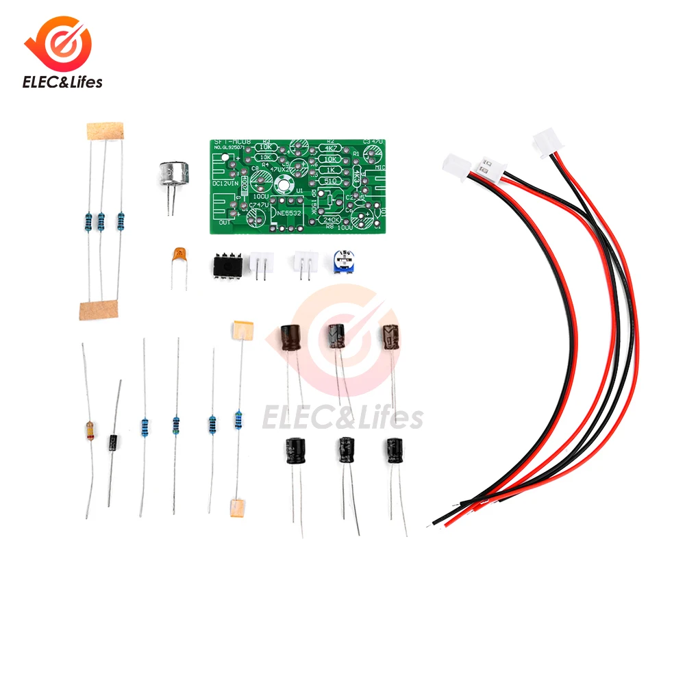 Hi-Fi Microphone Pickup DIY Module Noise Reduction Collector Microphone Amplifier Board High Sensitivity Kit DC 9-15V