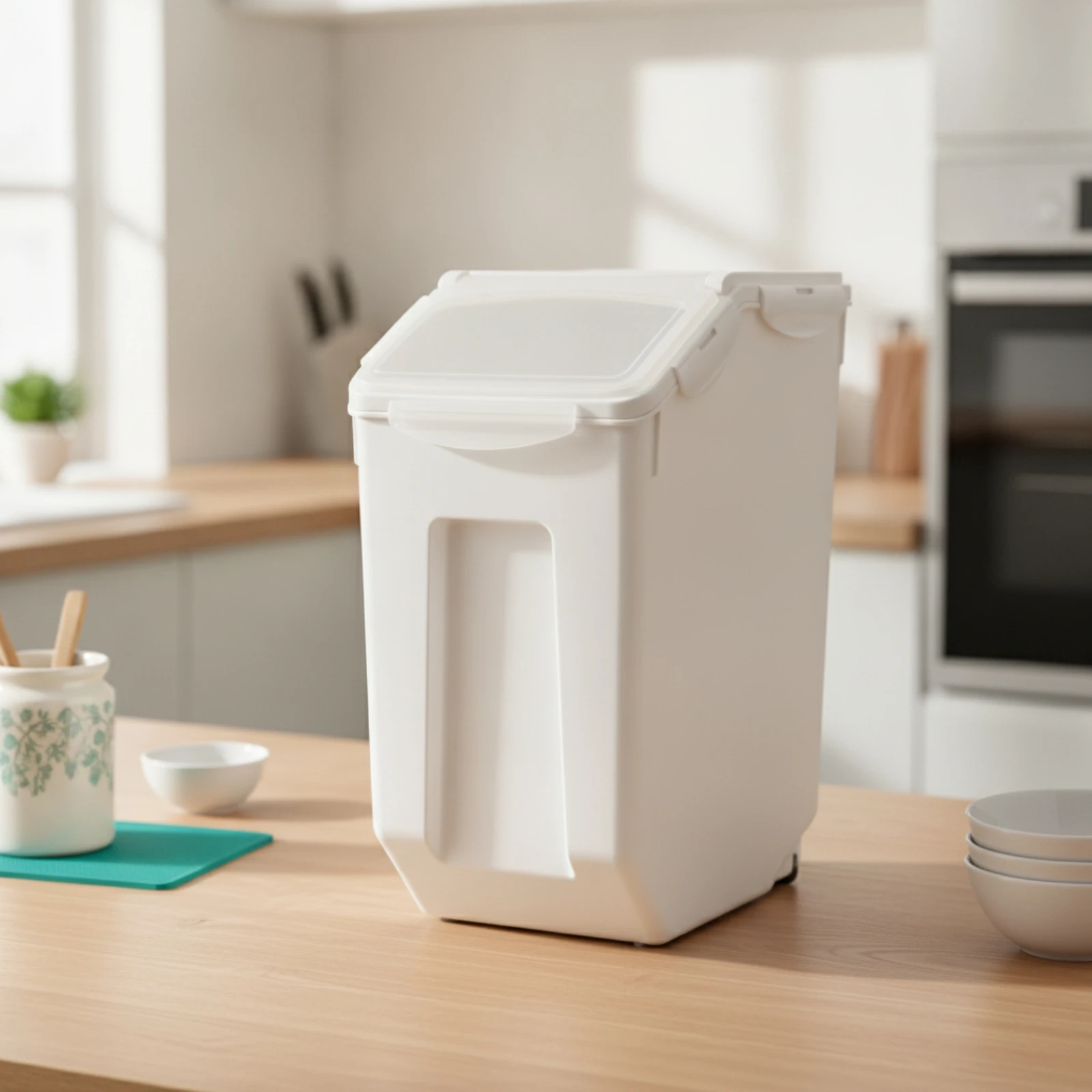 Food Storage Bin with Clear Lid Flip-Top Rice Bin Flour Container Moisture-Proof Food Storage Container with Lid Lidded