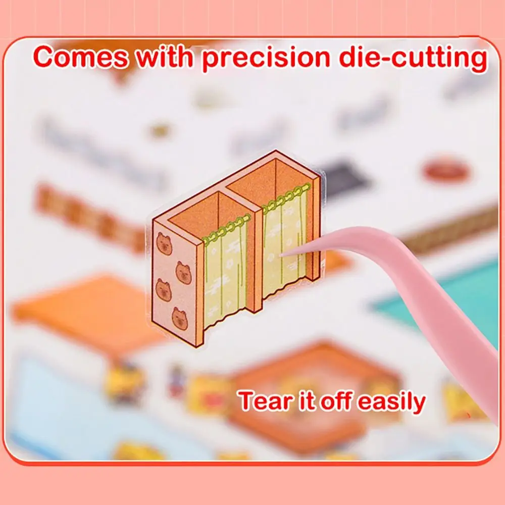 Nieuwe Plus Size 3D Landschap Sticker Cartoon Visuele Stapelen Sticker Cabine Scène Pocket Cabine Scène Student Kid Kind