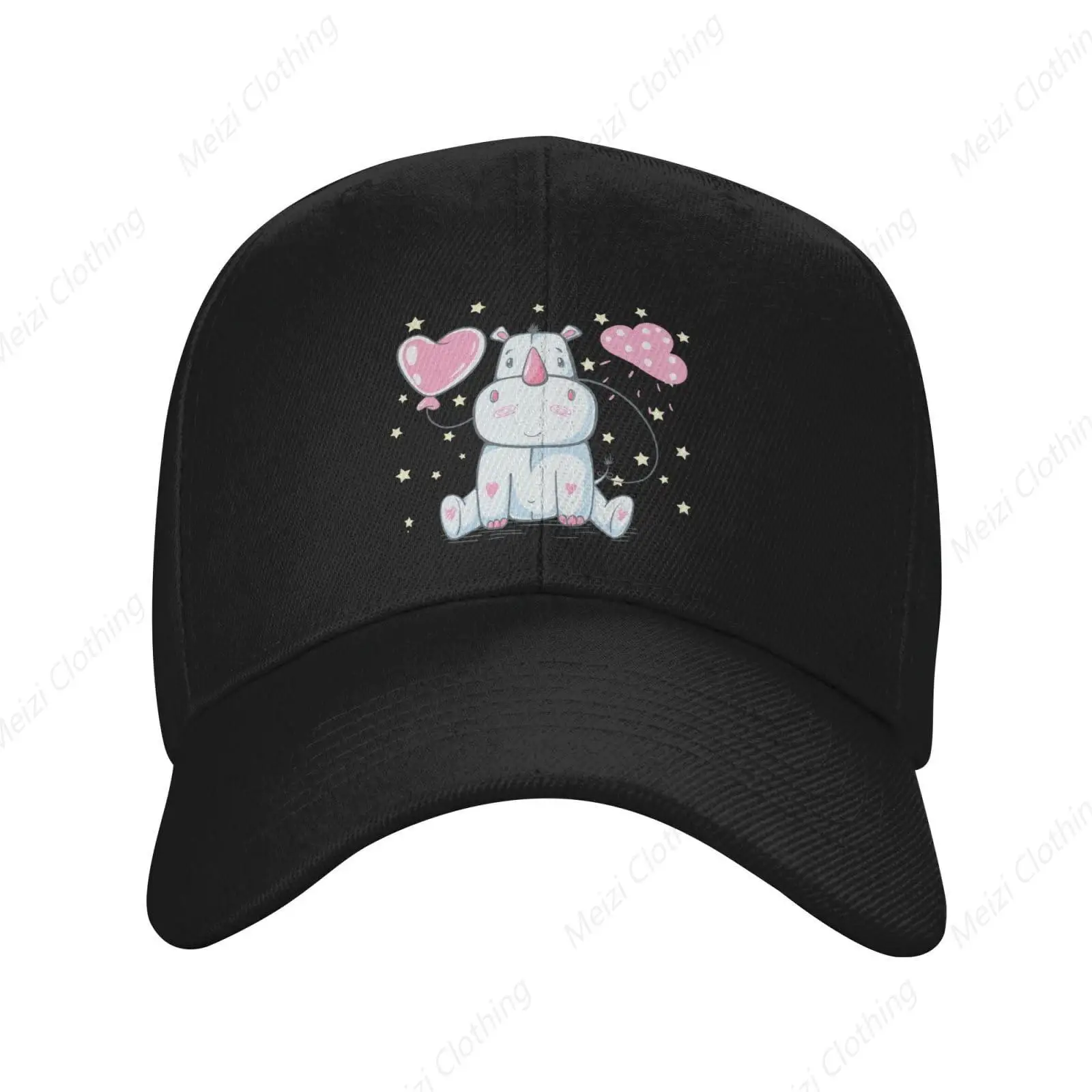 

Cute Rhinoceros Print Gift Fun Truck Baseball Cap Men's And Women's Golf Cap Adjustable Dad Cap