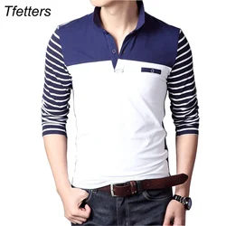 TFETTERS, camiseta informal de manga larga para primavera y otoño para hombre, camiseta de vestir ajustada elástica de algodón, camisetas y camisetas a rayas con cuello en V para hombre