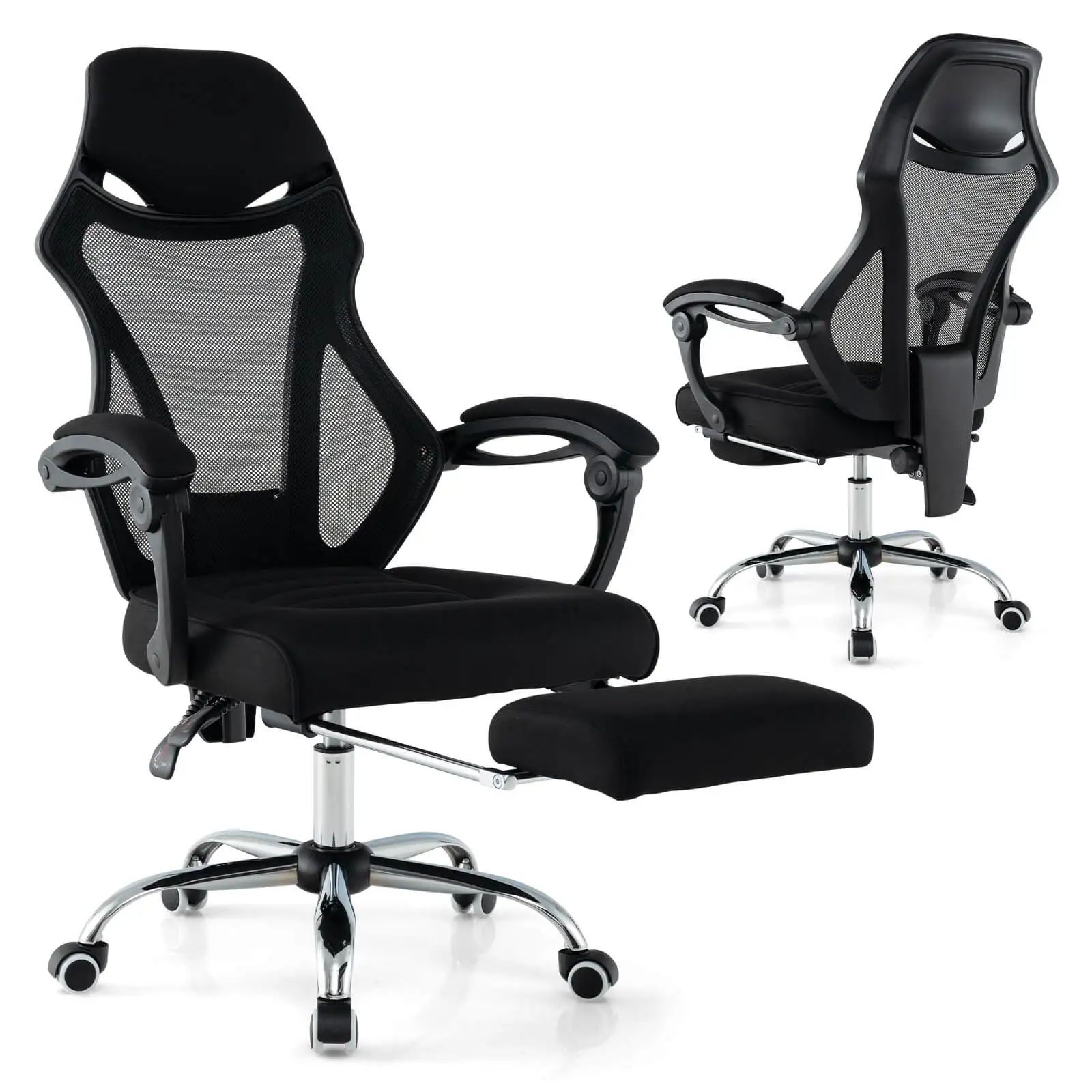 Ergonomic Mesh Office Chair with Footrest Height-Adjustable & Tilting Backrest