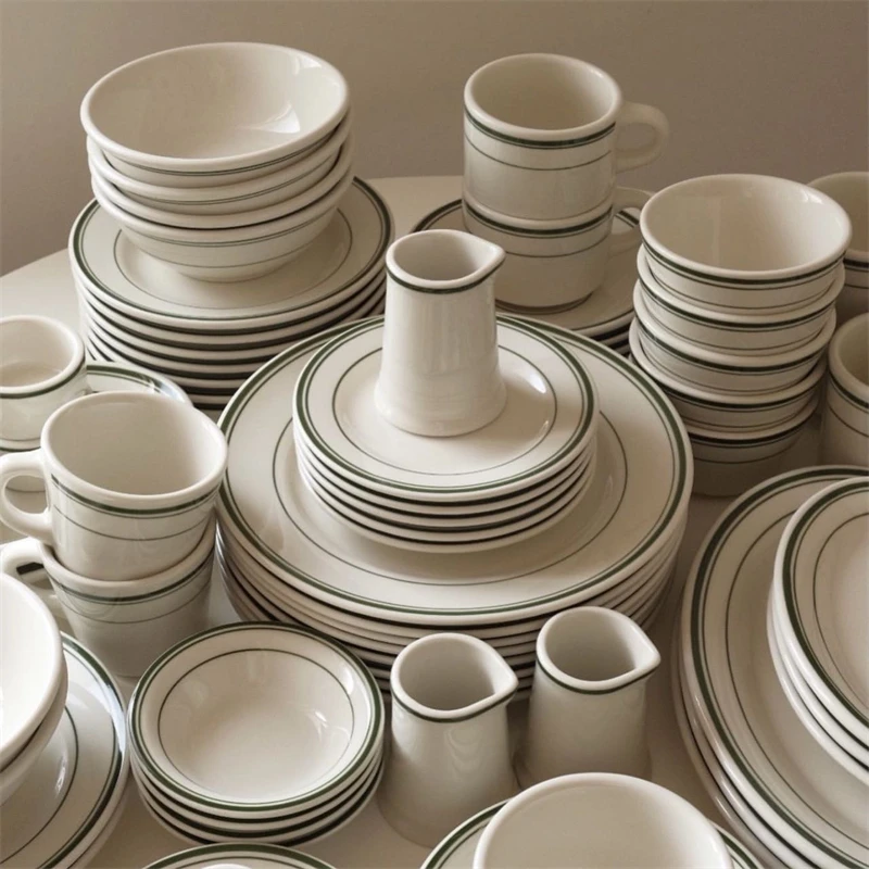 

Tuxton Cerc Dinnerware Special Home Use High-End Looking Underglaze Color Ins Dert Steak Plate round ape Geometric Pa...