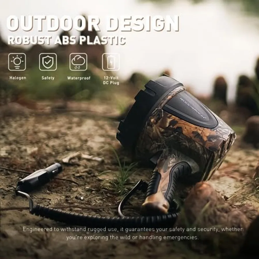 Spotlight Hunting Camo Portable Handheld Spotlights 1500 Lumen Realtree® Xtra Halogen Boat Corded 12V Plug-in Spot Light Outdoo