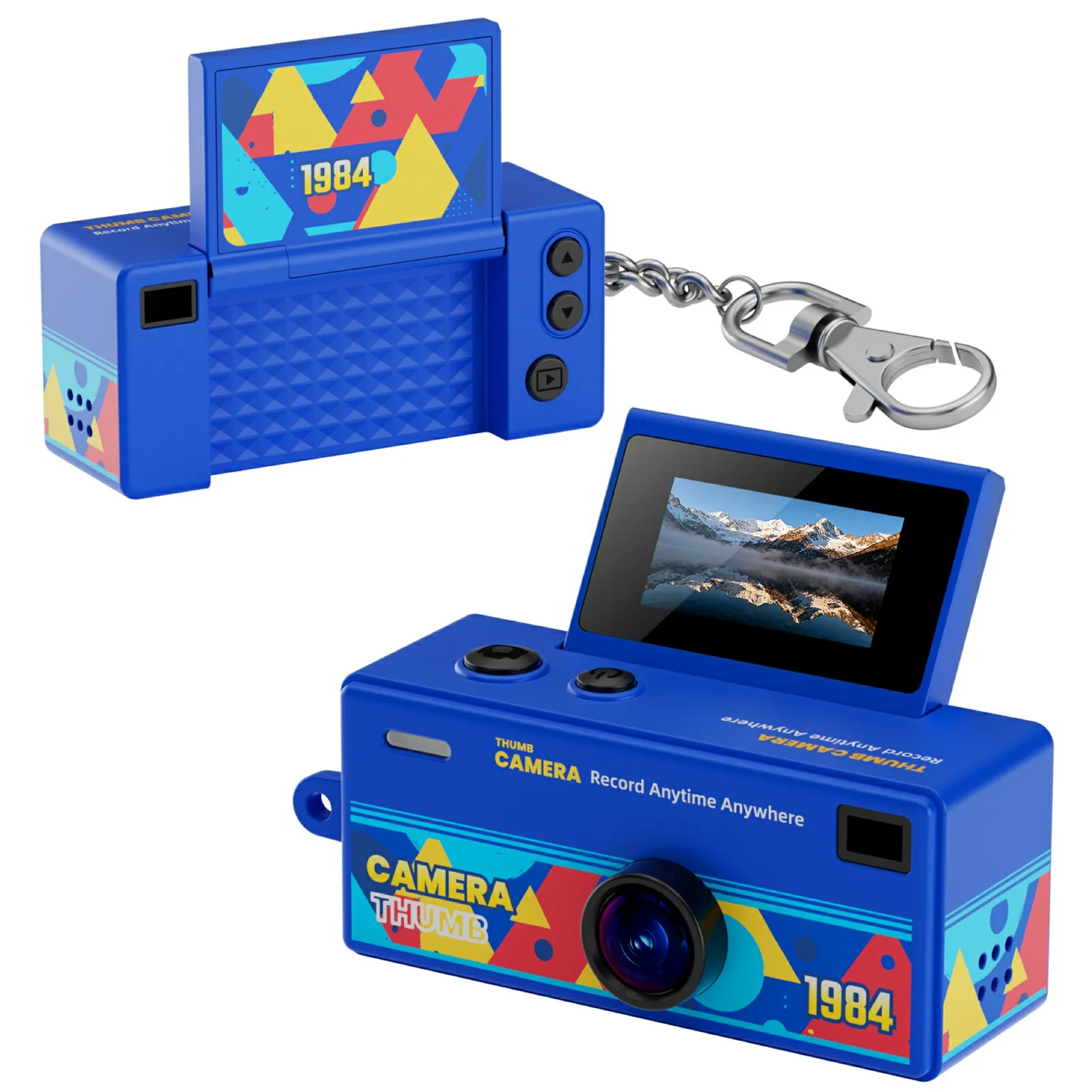 Retro Digitalkamera 0,96 Zoll Klappbildschirm CCD-Kamera Schlüsselanhänger-Kamera 1080P HD Daumenkamera Camcorder Videorekorder mit Blitz
