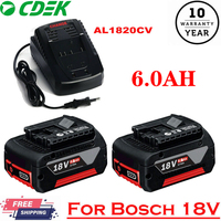 Battery/Charger For Bosch 18V 6.0AH Li-Ion BAT609 BAT610G BAT618 24618-01