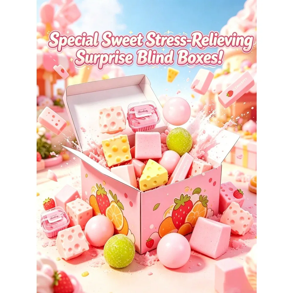 Assorted Multi Design Mystery Squishy Blind Box Soft Slow Rising Tactile Squeeze Fidget Toy Sensory Stress Relief Cute Pocket Mini Desktop Ornament Leisure Relaxation Surprise Gift For Office Workers Teens Adults Daily Entertainment