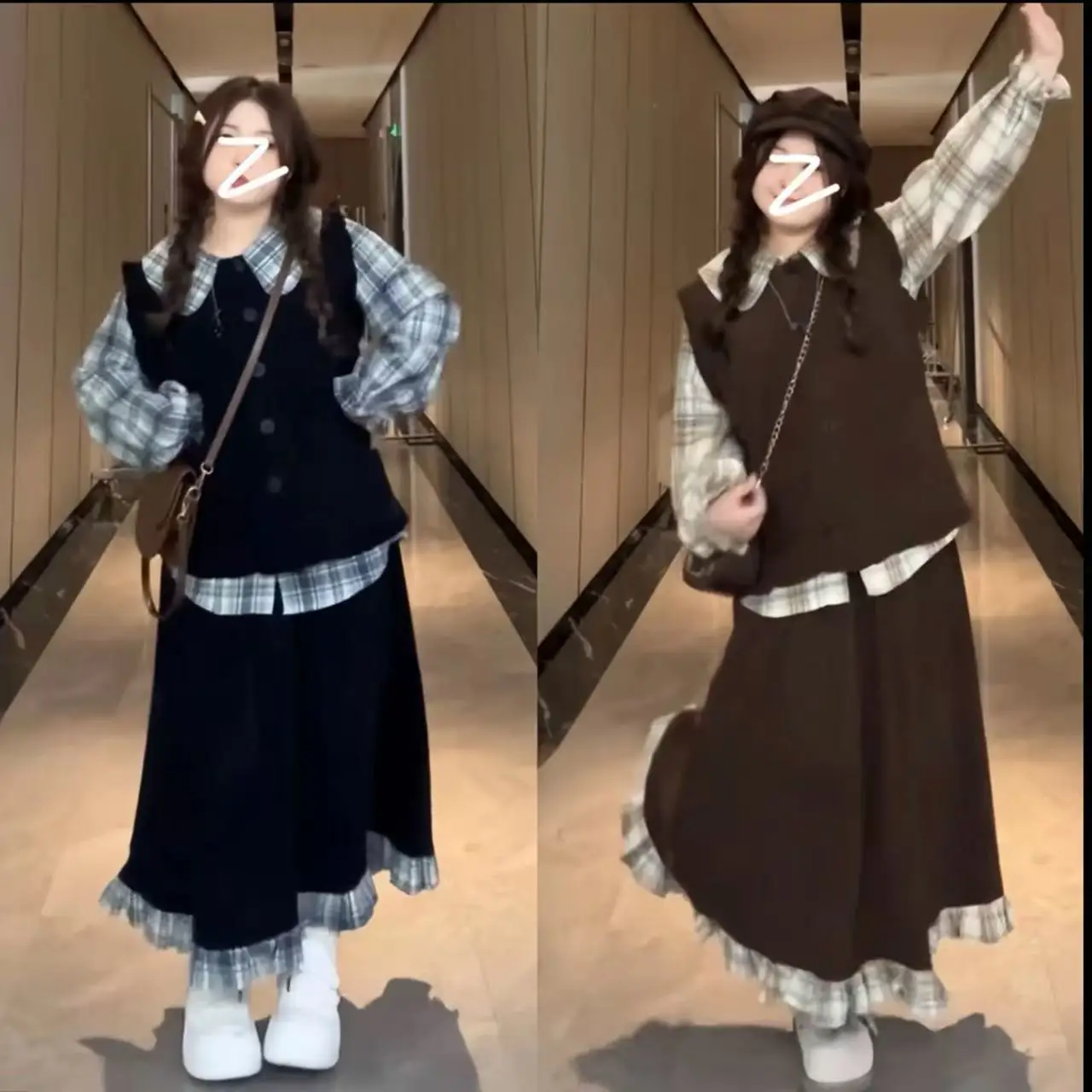 plus Size Autumn New Loose Slimming Half-length Skirt Set 2342 Women's Casual Sportswear Two-piece Set Fashionable Concealment