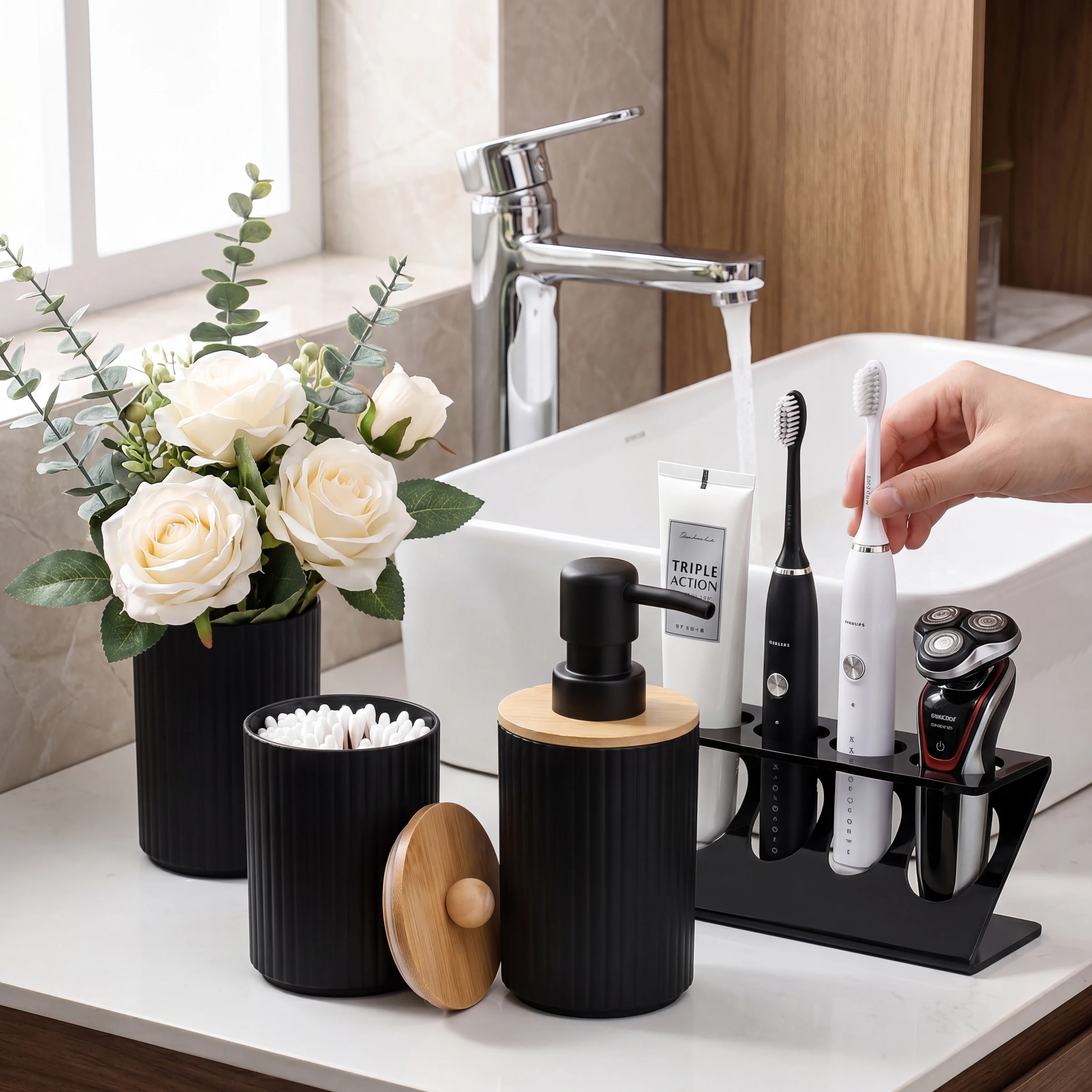 4個/セットのバスルームアクセサリーセット、バスルームカウン - Zara Home Bathroom Set のレビューと価格