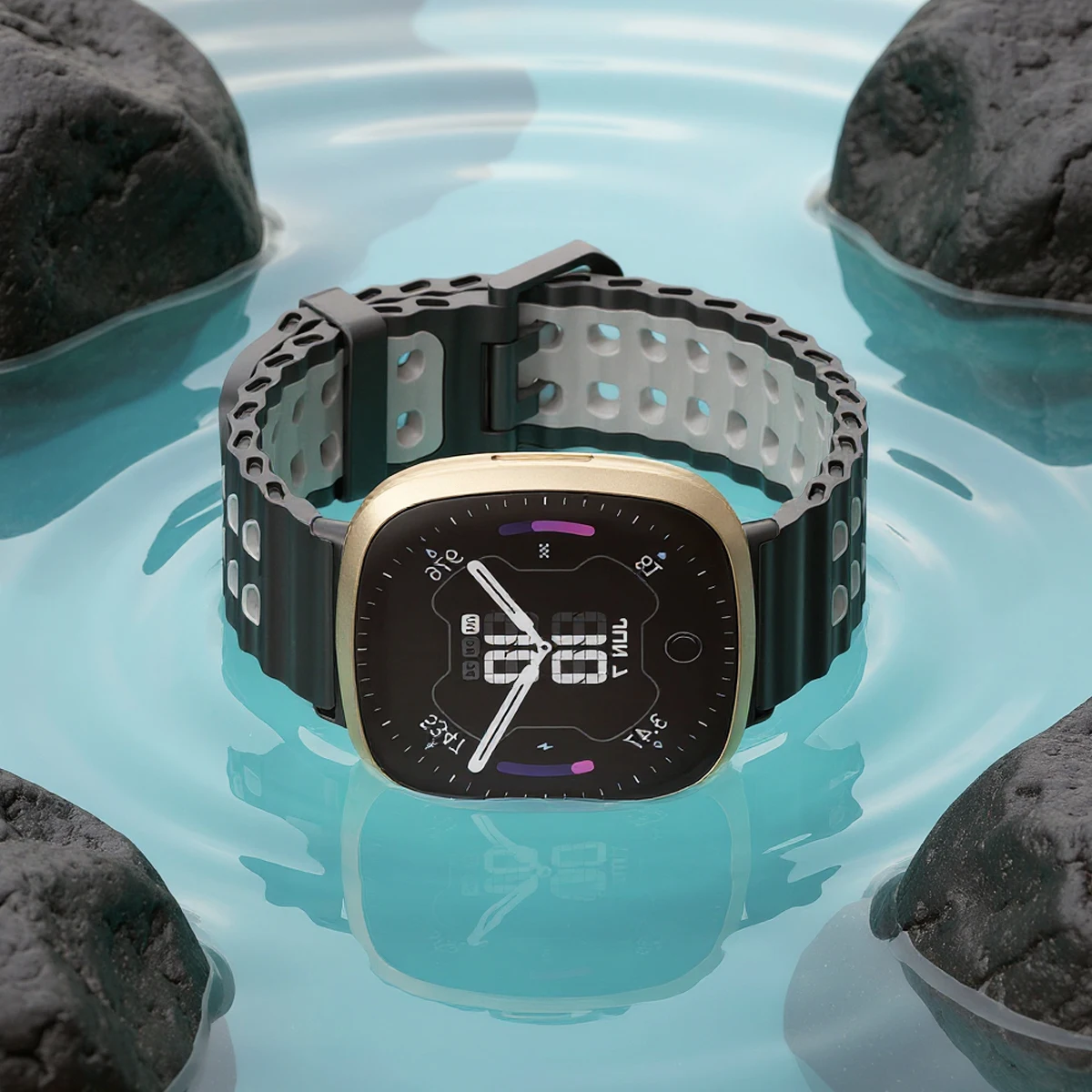 حزام نغمة لساعة Fitbit Versa 4/3 سوار المحيط البحري القابل للتنفس لساعة Versa 2/1 الذكية القابلة للتعديل #2