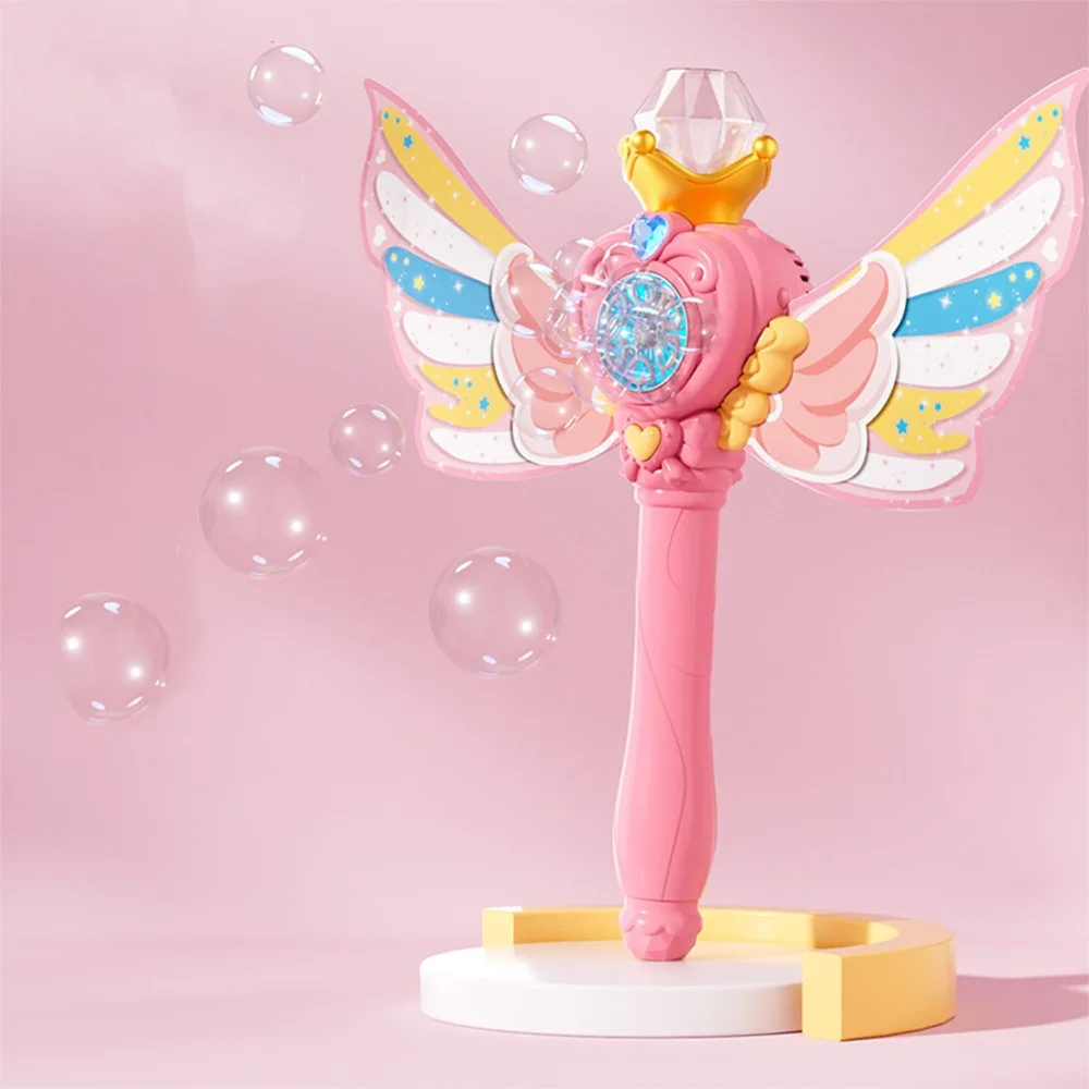 Machine à bulles électrique automatique lumineuse avec ailes, baguette à bulles, souffleur de bulles portatif, jouets d'été