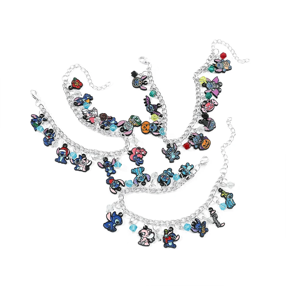 Disney Anime Alloy Bracelets for Women, Lilo & Stitch, Cartoon, Halloween Pendant, Hand Chains, Festival Jewelry Gifts, Cute