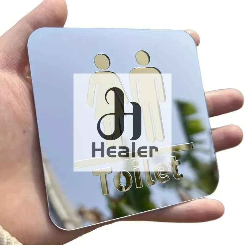 3.94-inch Acrylic Toilet Sign For Men And Women, Bathroom Identification, Round And Square Toilet Mirror Decals For Home Decor.