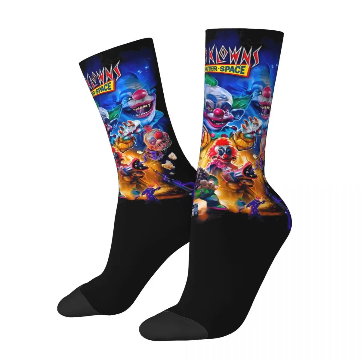 Killer Klowns From Outer Space Theme Design Crew Socks Accessories for Party Wear Sweat Absorbing Crew Socks