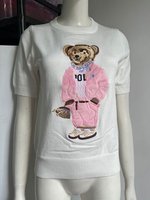 Summer Brand Bear Cartoon Knitted Sweater T-Shirt Women Tees Fashion Ladies Knitwear Jumpers Tops Shirts Casual Pull Femmes