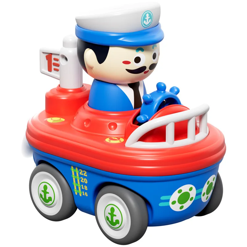 การ์ตูนจําลอง Naval Car Inertia รถของเล่นเด็กกดเลื่อนนกหวีด Naval Car Creative ดึงกลับรถของเล่นเด็กของขวัญ