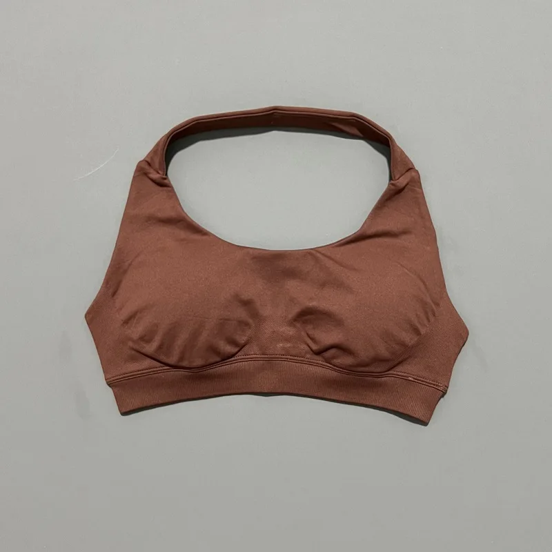 HISTELLO Sport-BH für Damen, nahtlos, Yoga-Unterwäsche, Neckholder-Riemen, offenes Rückendesign, Gym-Top, Workout, Fitness, Lauf-BH
