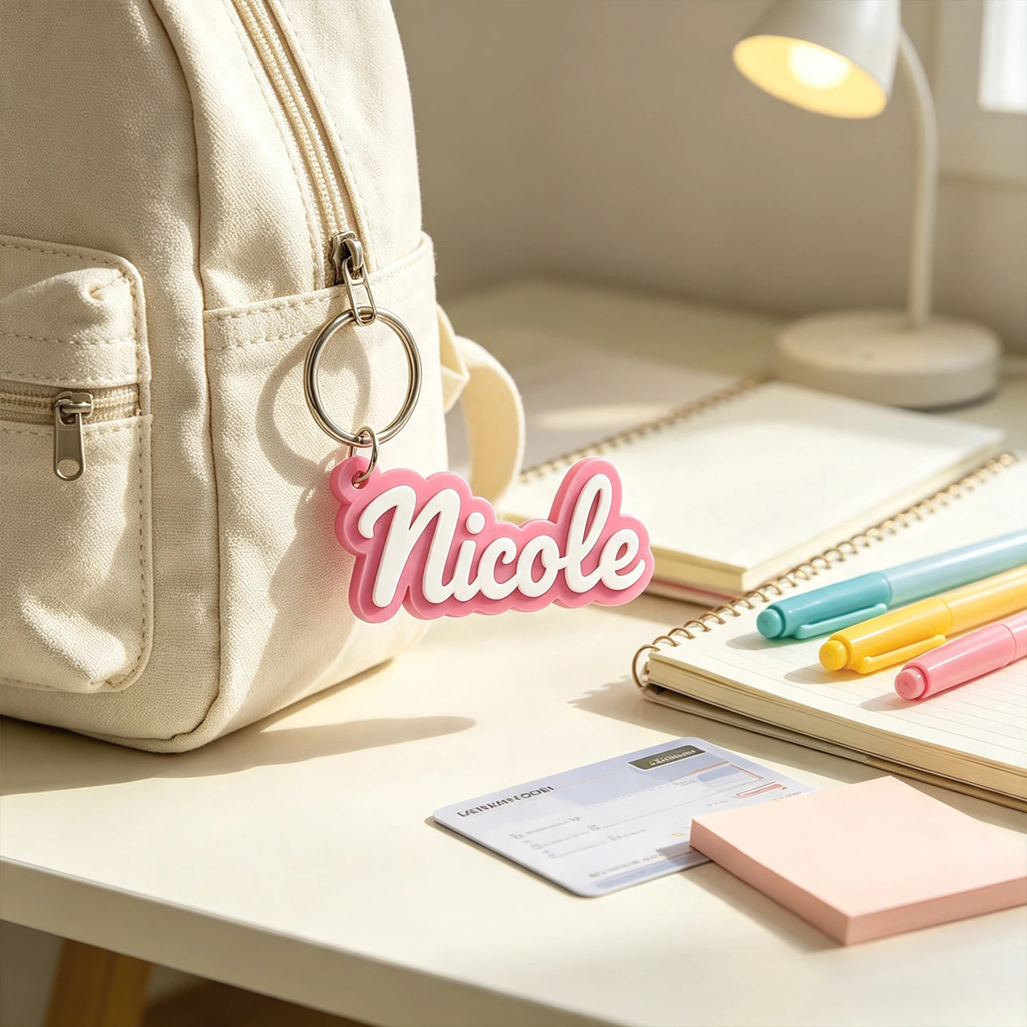 Personalized 3D Printed Custom Name Wavy Keychain, Customized Keyring Backpack Name Tag, Birthday Graduation Back to School Gift