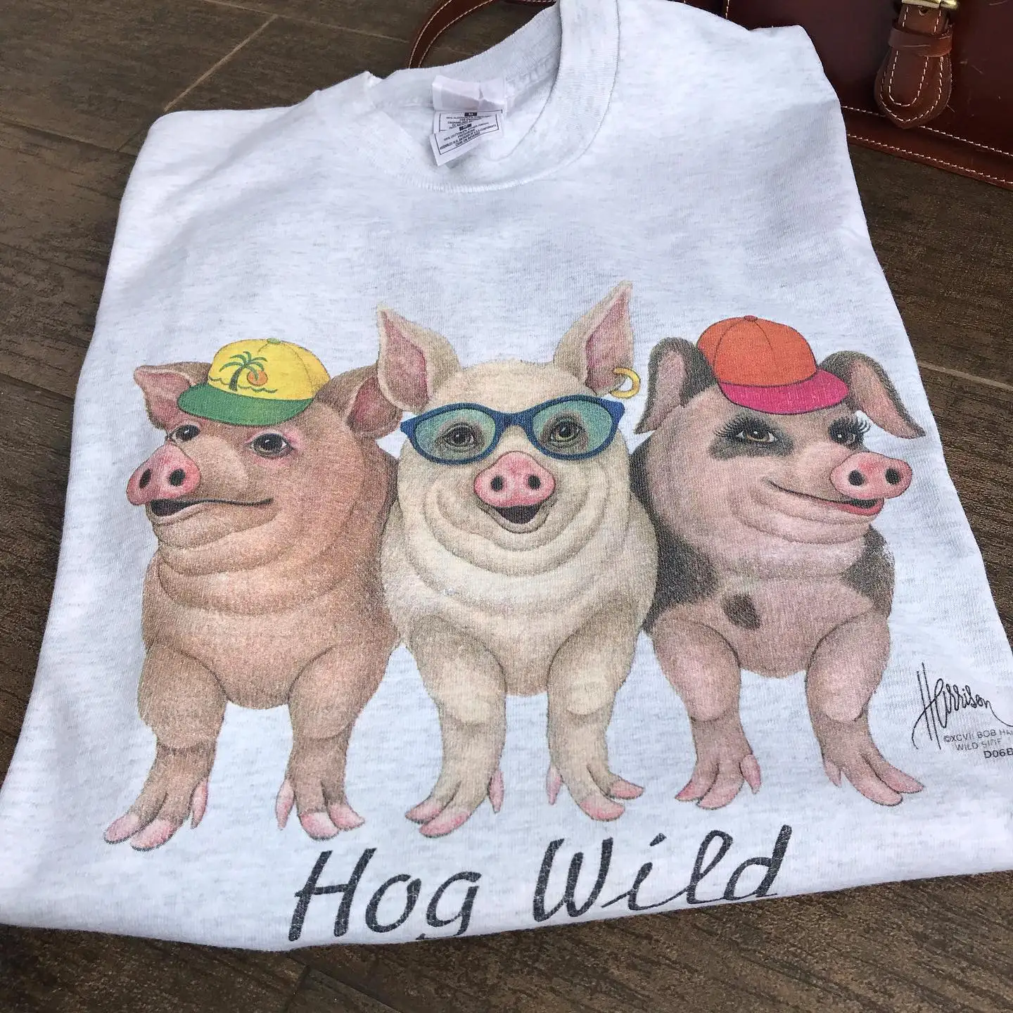 Gray Pig Theme T-Shirt Short Sleeve Fun Personification Summer  Print Cotton Skin-friendly Breathable round Neck Top