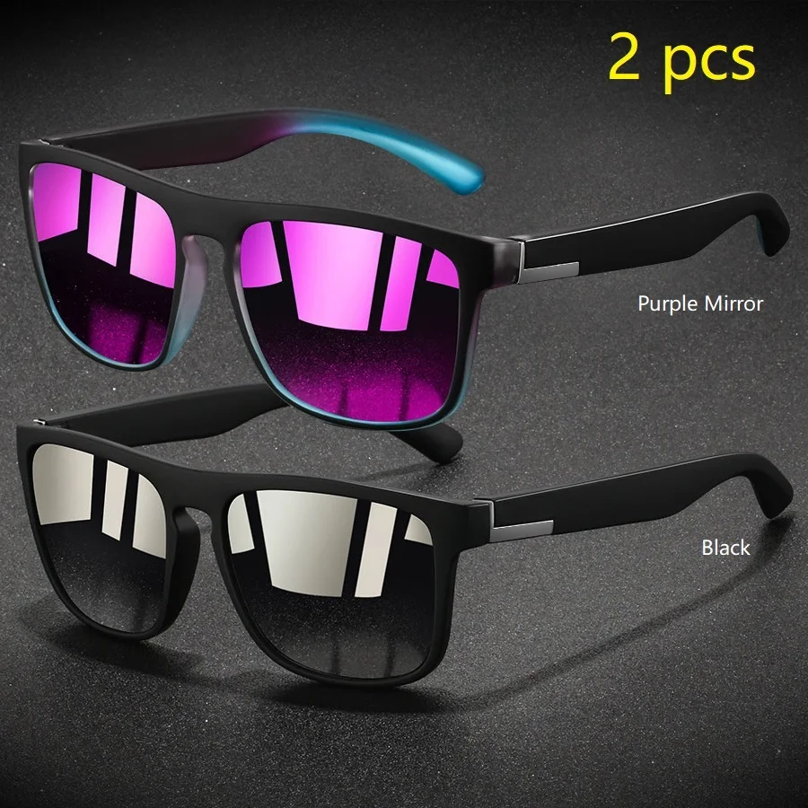 2 Stück Modische Vintage Quadratische Sportsonnenbrille für Männer und Frauen Angeln Fahren Markendesigner Sonnenbrillen Retro Eyewear – Detail 13