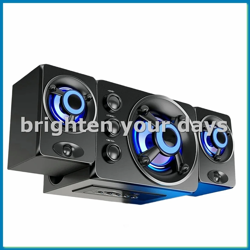 HIFI 3D Stereo Speakers Colorful LED Light AUX USB Wired Wireless Bluetooth Audio Theater Surround Sound Bar TV-A12I