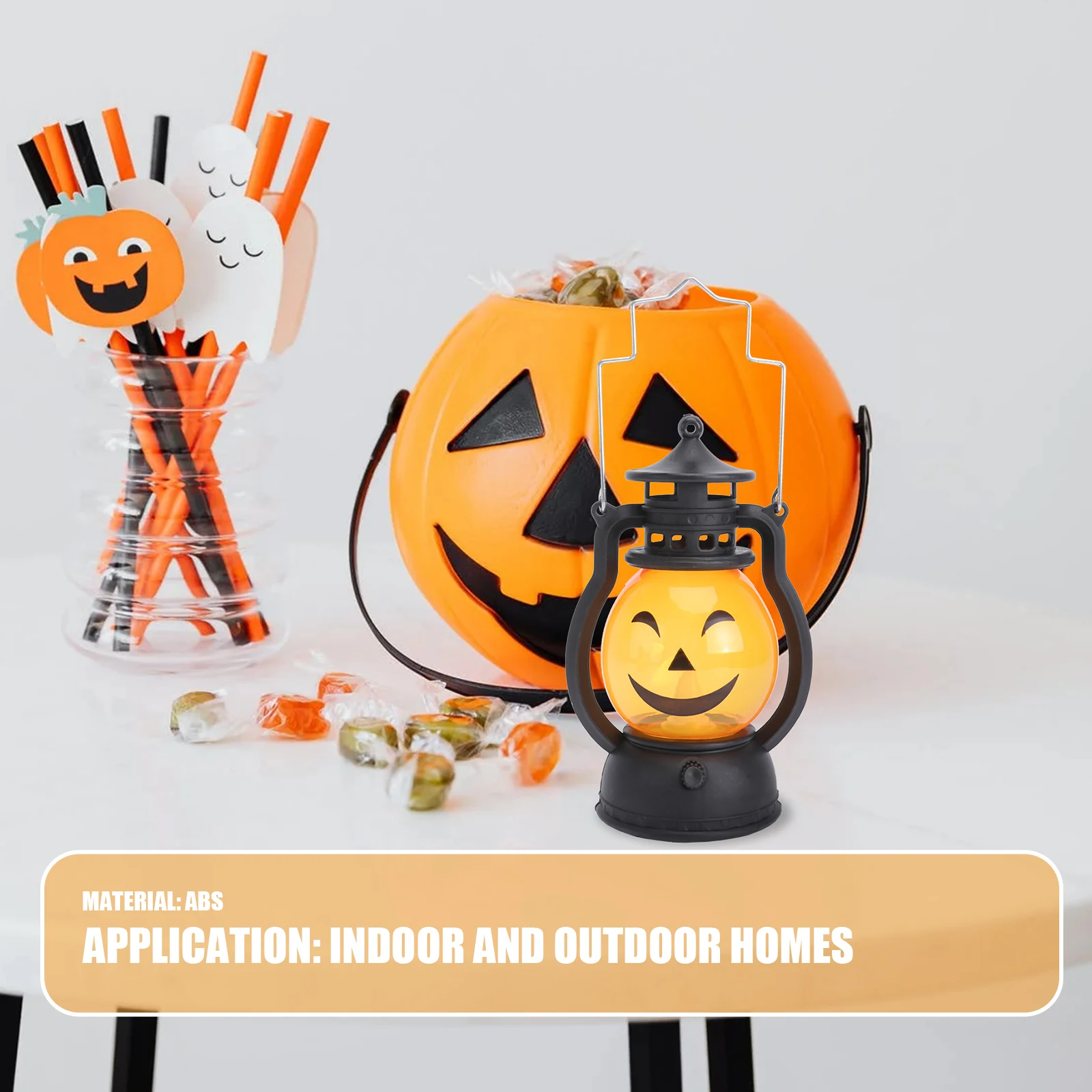 

4 PCS Pumpkin Lantern Night Light Halloween LED Lamp Decor Decoration Portable Decorative Abs Ornament Retro