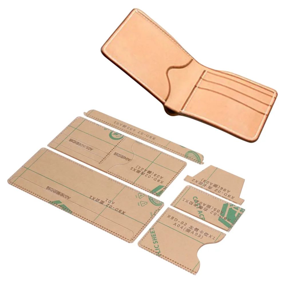6pcs Transparent Acrylic Template Compact Precise Cutting Handmade Making Mold Reusable Durable DIY Wallet Pattern Gift Making
