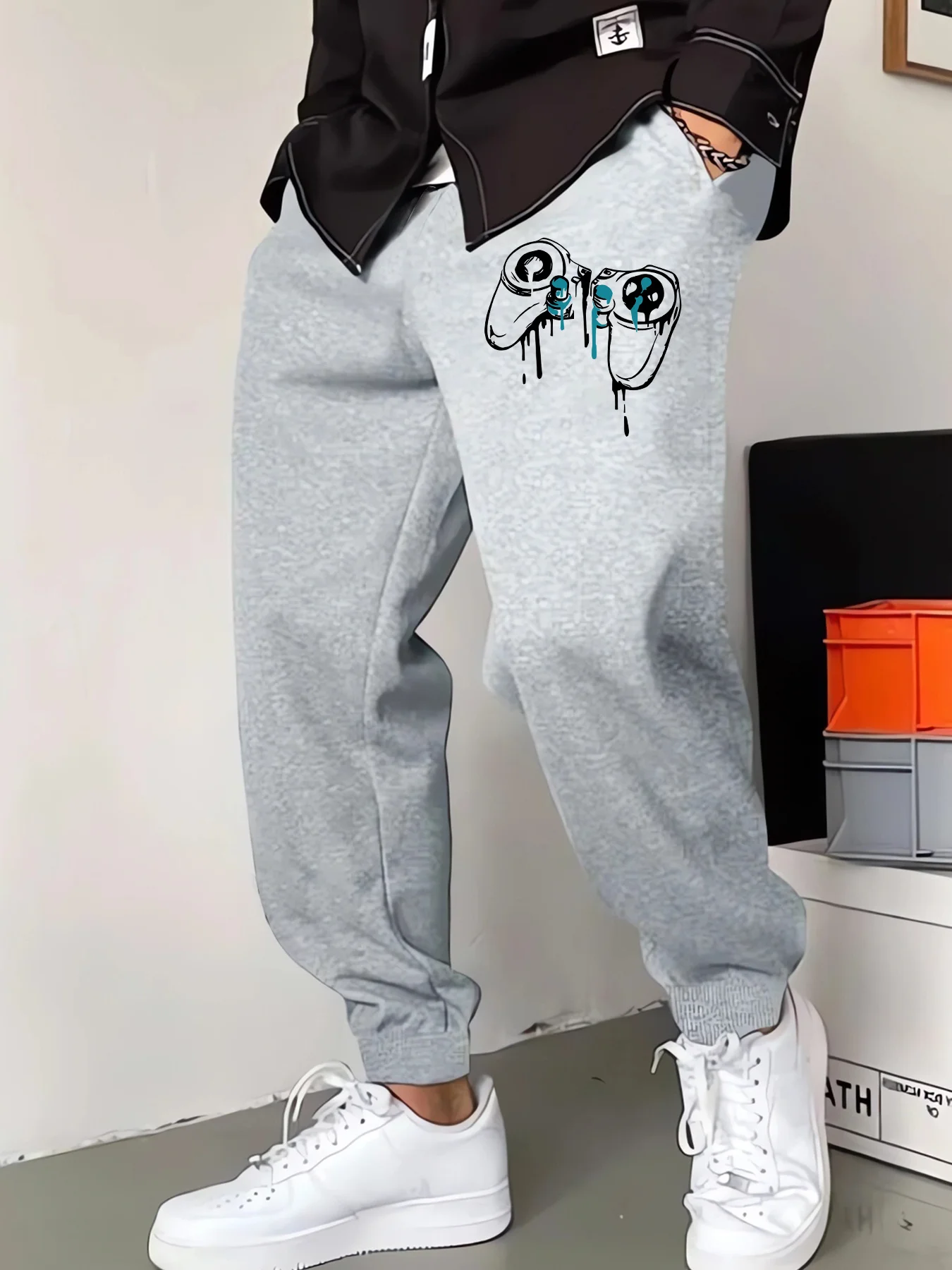 Pop‑culture Cool Dripping Game Gear Graphic Print Comfy Sweatpants Men Hip Hop Sports Jogger Trousers Fit Wear Gear