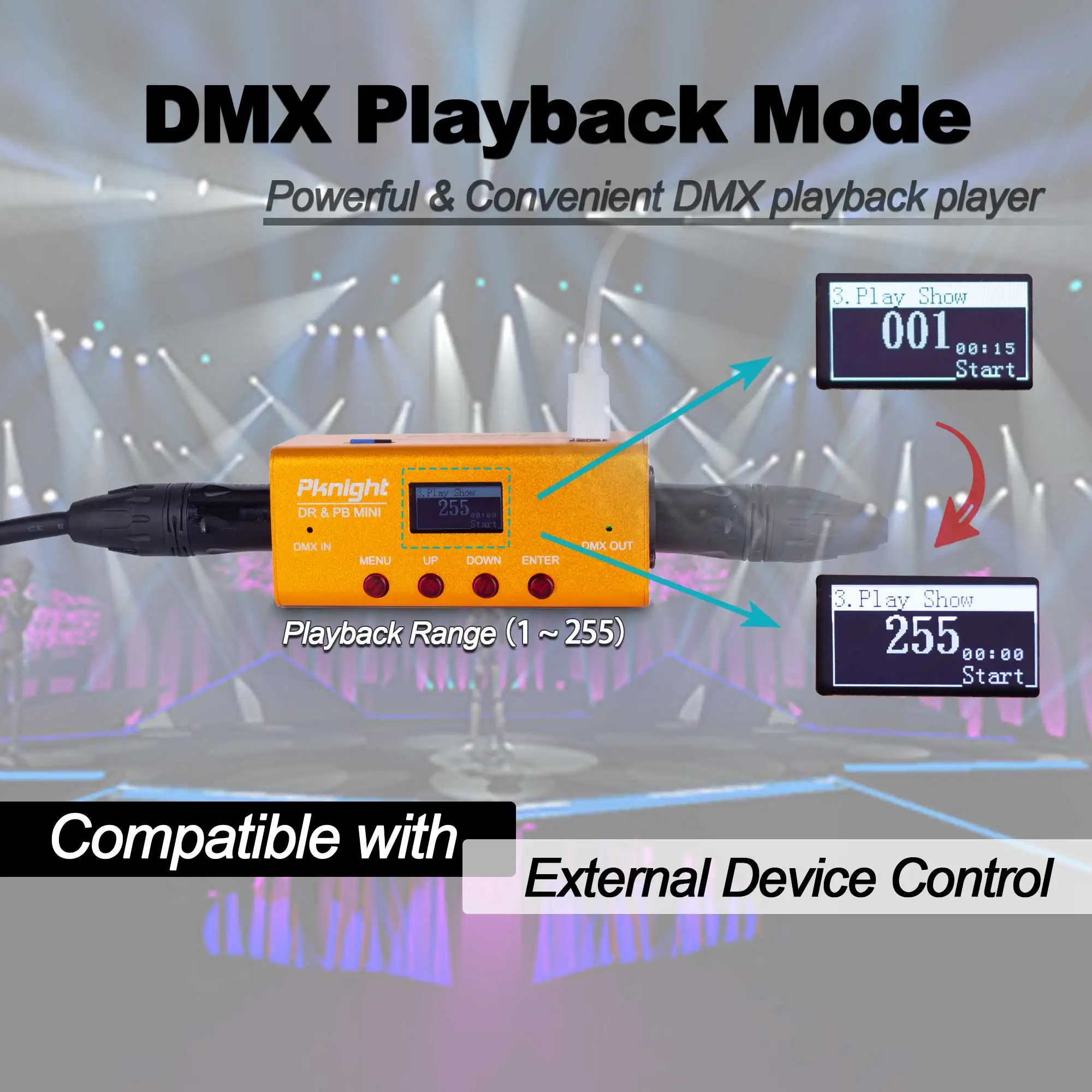 Pknight DMX Recorder and Playback Controller 1 universe DR & PB MINI