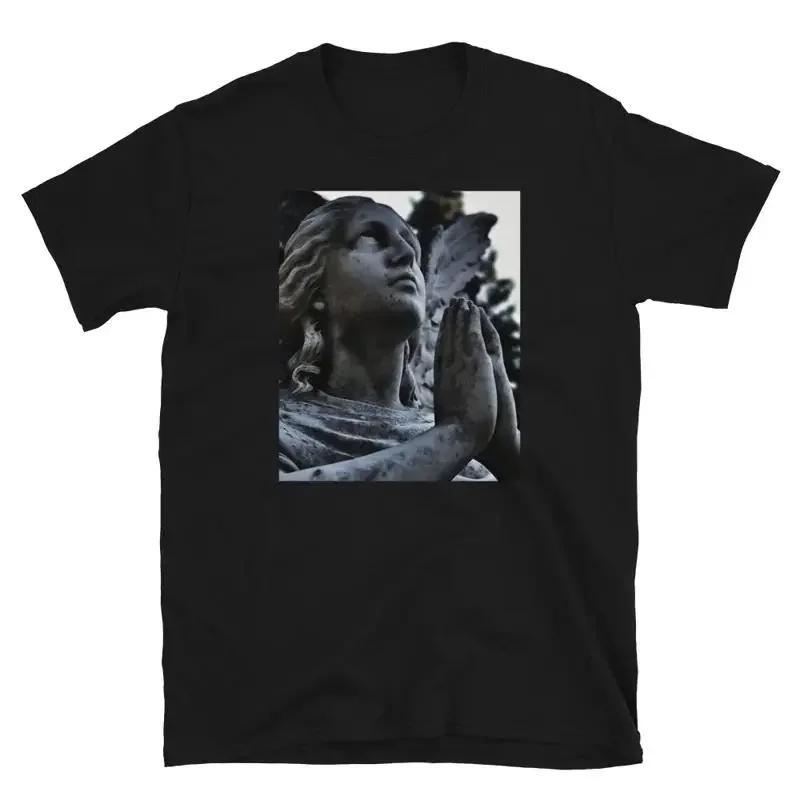 Angel Praying Head Stone Grave Gothic Goth T Shirt