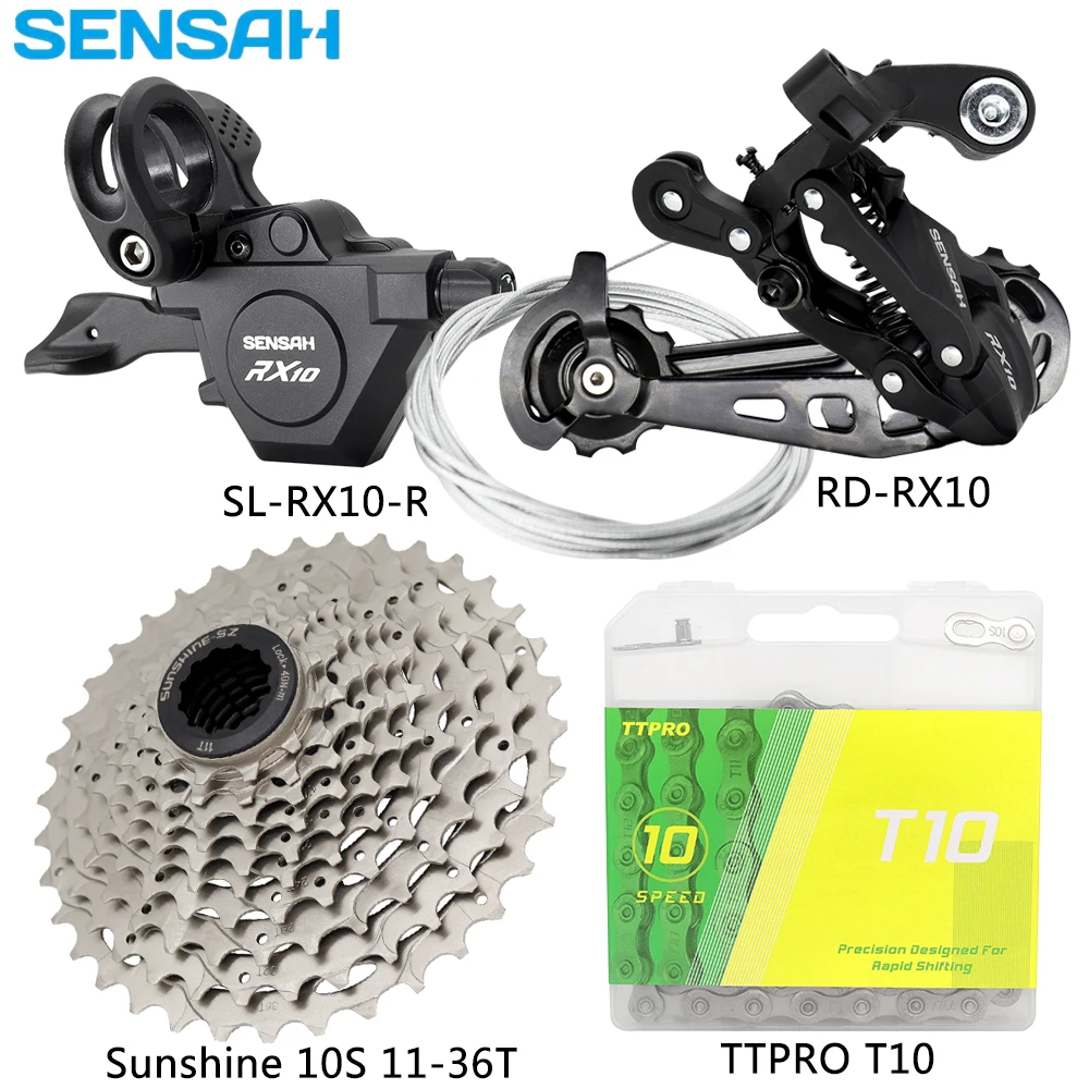 SENSAH RX10 1x10 Speed Groupset Trigger Shifter Lever Rear Derailleur 11-36T/40T/42T Cassette TTPRO T10 Chain Bicycle Parts