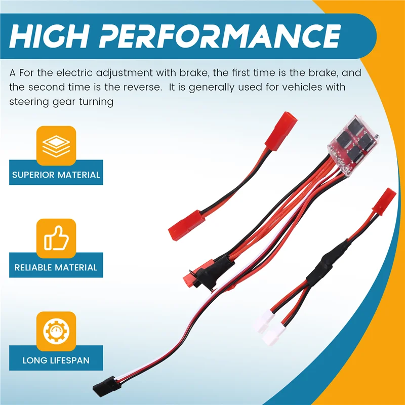 AAAEL-Compact 30A ESC للمحركات المصقولة، 4-8 فولت مع أسلاك JST لسيارات التحكم عن بعد