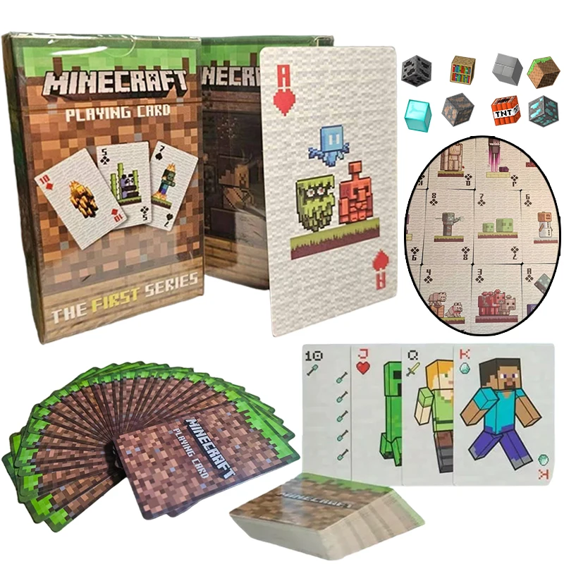 Minecraft naipes juego de mesa de póker Anime Pixel Art coleccionable cartas de póquer juguetes juego mercancía regalos de cumpleaños para niños