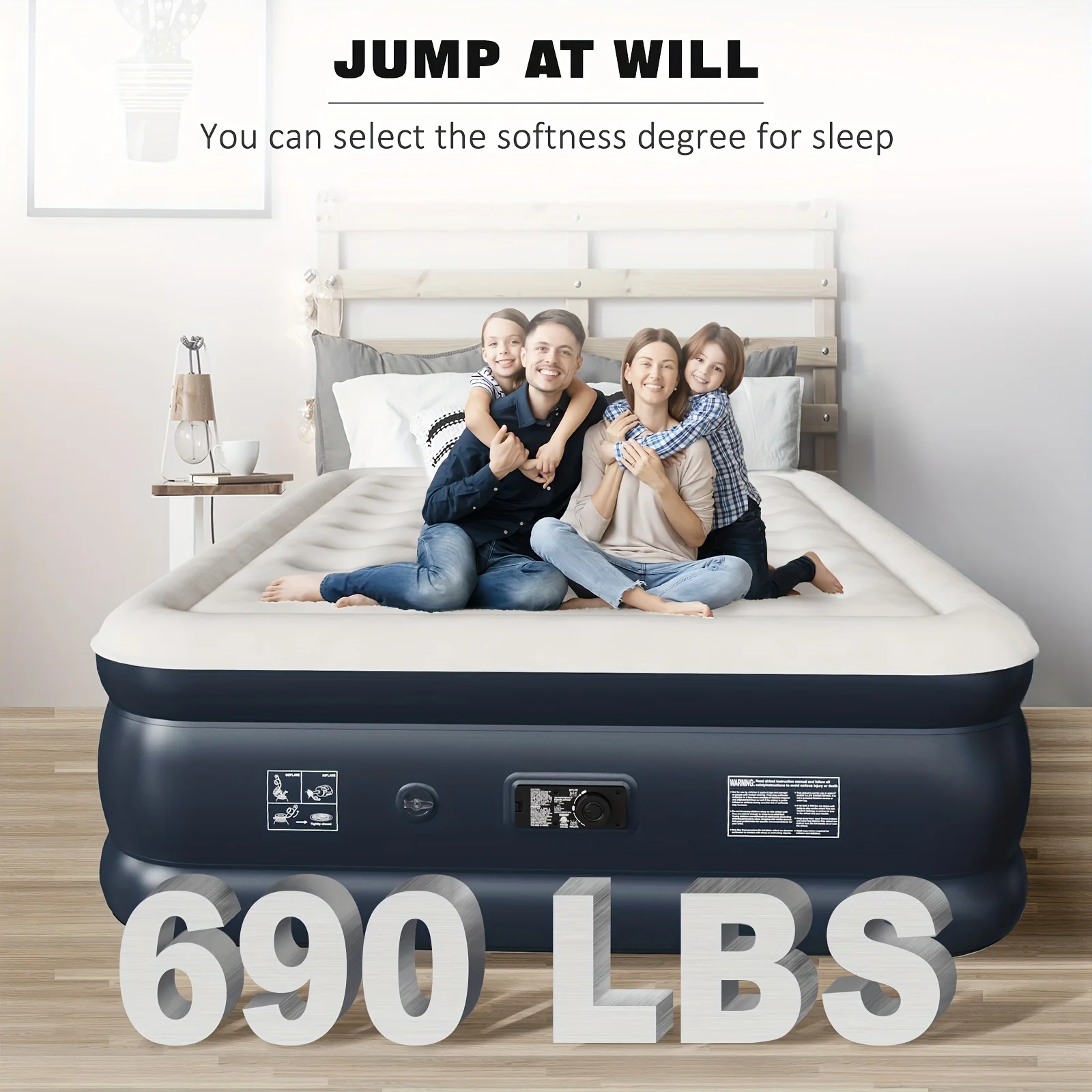 

Air Mattress with Built in Pump, 18'' Self Inflatable Mattress, 2025 Upgraded Fast Blow Up Mattress with Carry Bag, Portable Air Bed for Home, Travel & Camping