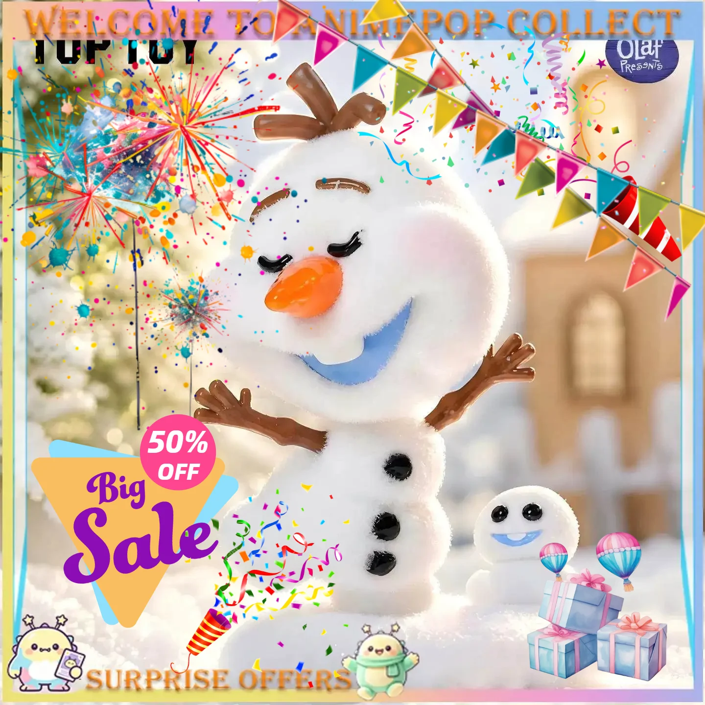 TOPTOY In Stock Frozen Playful Olaf Series Blind Box Cute Trendy Collectible Desktop Ornaments Toy Merchandise Creative Gift Set