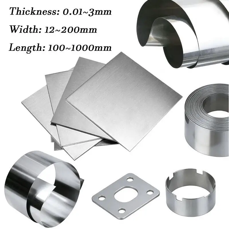 1 Stück Edelstahlstreifen 304, Dicke 0,01mm ~ 3mm, Edelstahl-Quadratblech, Edelstahlfolie, Unterlegscheibe