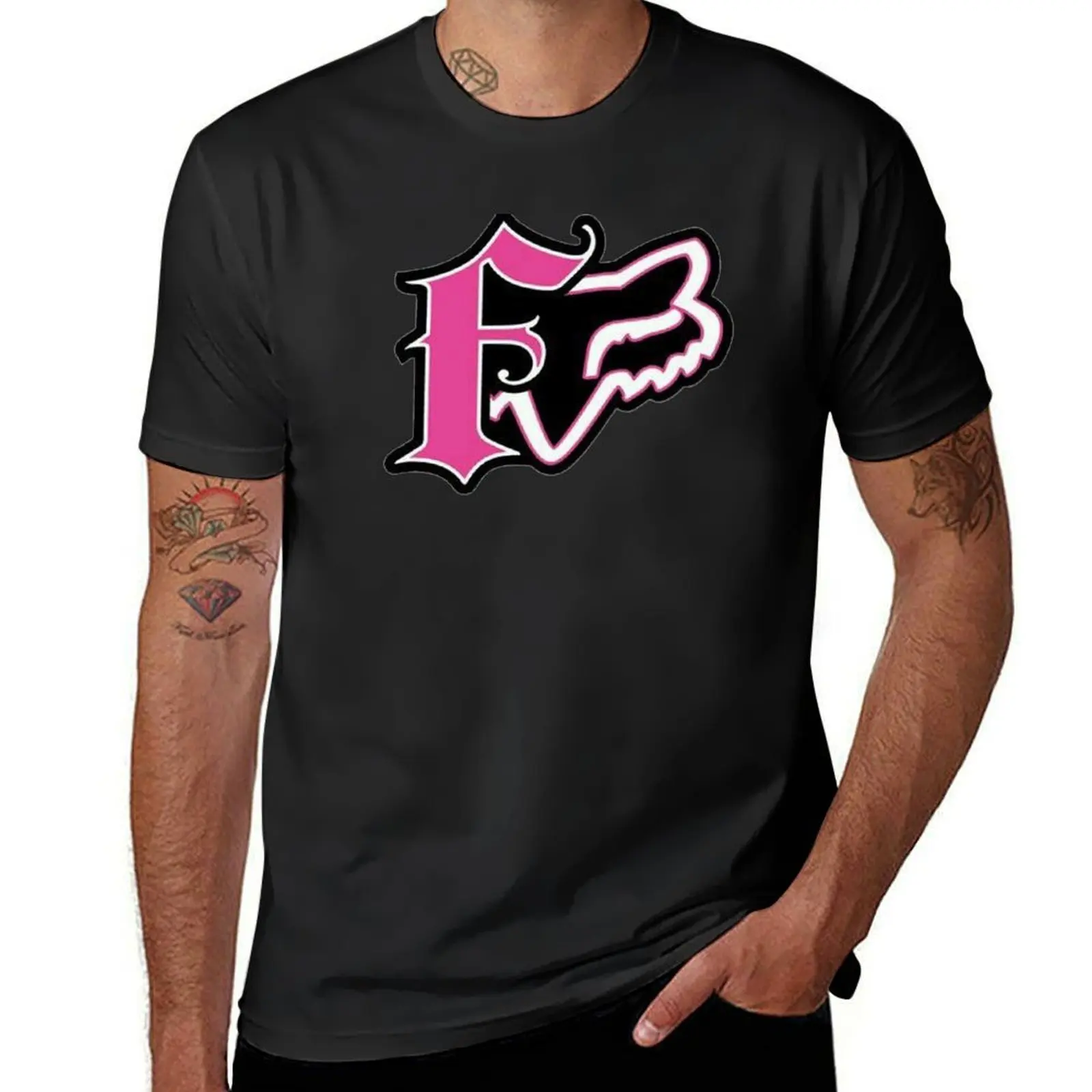 

Pink black grey fox design brap T-Shirt summer top customs design your own animal prinfor boys men clothings