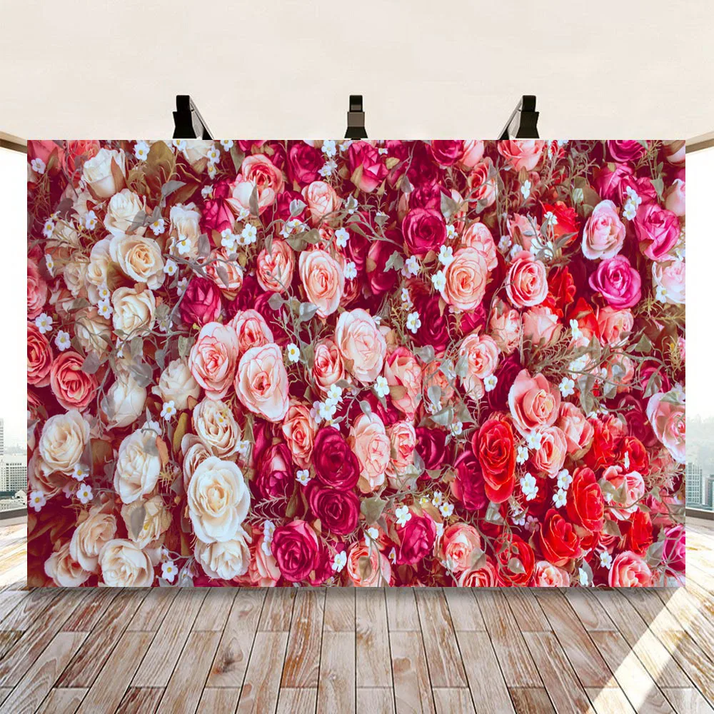 Flower Wall Photography Backdrop Baby Shower Bridal Wedding Custom Name Photo Background for Birthday Party Banner Photozone