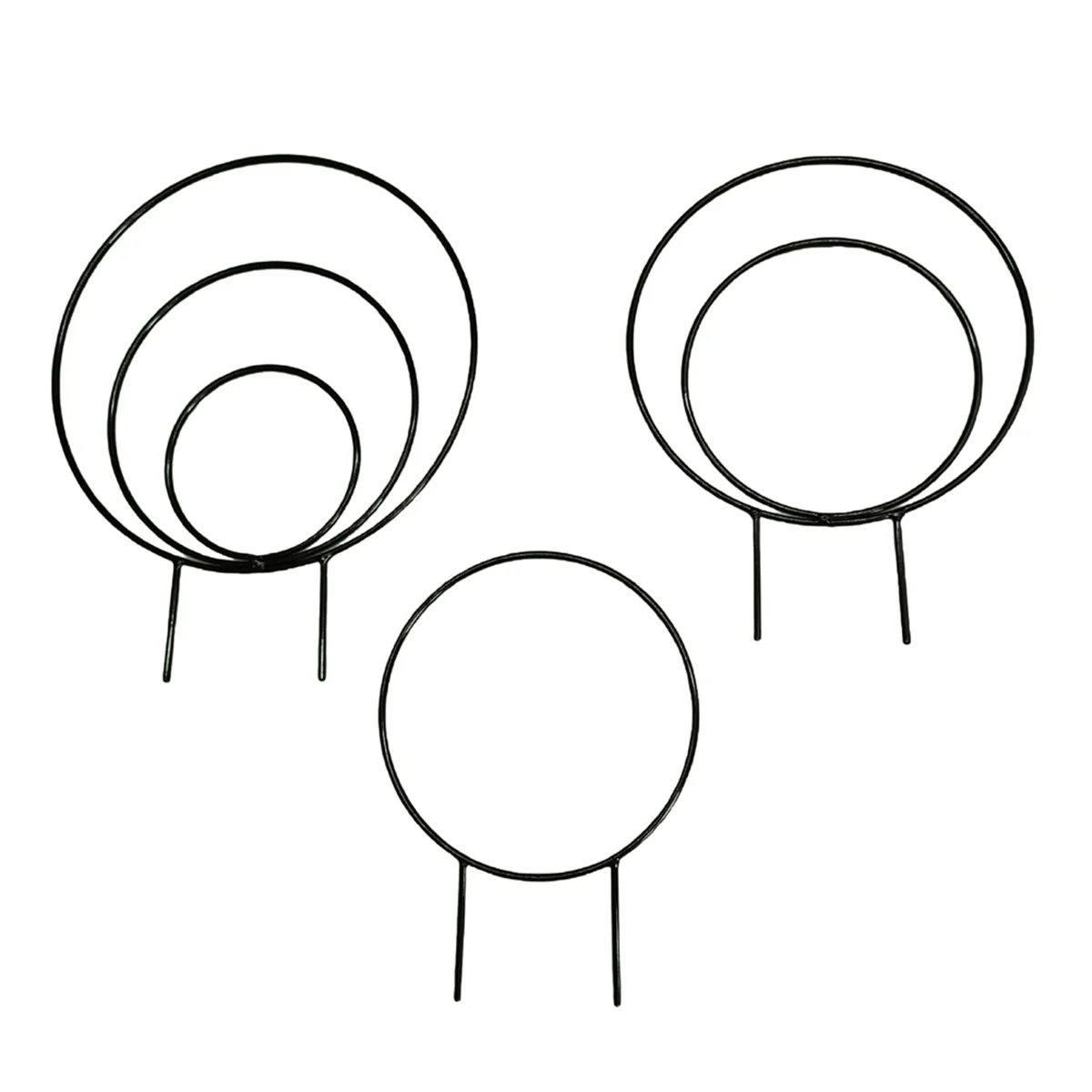 Abko-登山用の丸い植物トレリス、家庭用植物、鉢植えのツタ用の金属フレーム、屋外の鉢植えの植物サポート、3個セット